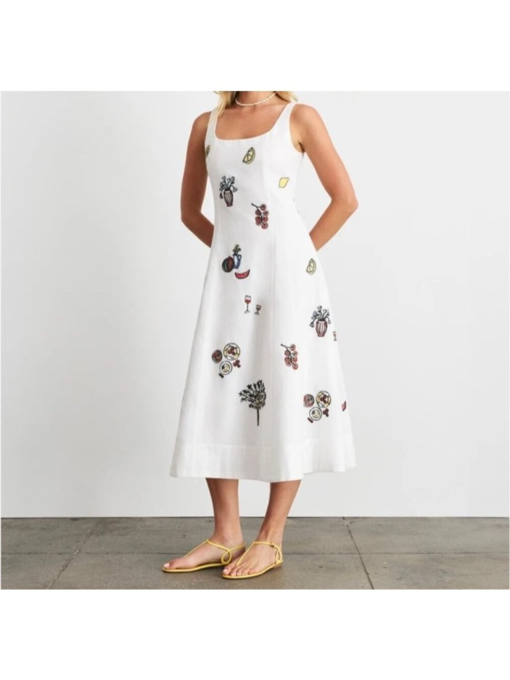 Tanya Taylor Womens Sz 12 Soren Embroidered Midi Dress Colorful embroidered